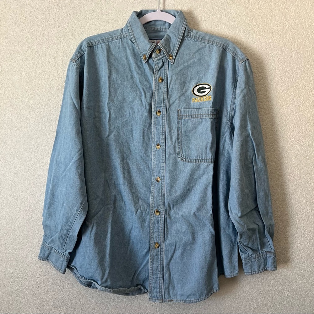 Vintage Green Bay packers denim button up